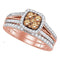 14kt Rose Gold Women's Round Brown Diamond Bridal Wedding Engagement Ring Band Set 1.00 Cttw - FREE Shipping (US/CAN)-Gold & Diamond Wedding Ring Sets-5-JadeMoghul Inc.