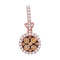 14kt Rose Gold Women's Round Brown Diamond Circle Frame Cluster Pendant 1-2 Cttw - FREE Shipping (US/CAN)-Gold & Diamond Pendants & Necklaces-JadeMoghul Inc.