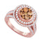 14kt Rose Gold Women's Round Brown Diamond Cluster Bridal Wedding Engagement Ring 1-1/2 Cttw - FREE Shipping (US/CAN)-Gold & Diamond Engagement & Anniversary Rings-5.5-JadeMoghul Inc.