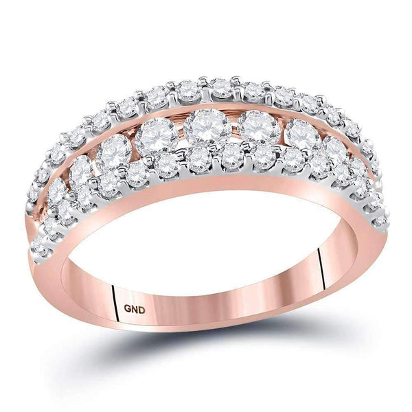 14kt Rose Gold Women's Round Cognac-brown Color Enhanced Diamond Band Ring 1.00 Cttw - FREE Shipping (US/CAN)-Gold & Diamond Bands-11-JadeMoghul Inc.