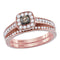 14kt Rose Gold Women's Round Cognac-brown Color Enhanced Diamond Bridal Wedding Engagement Ring Band Set 1/2 Cttw - FREE Shipping (US/CAN)-Gold & Diamond Wedding Ring Sets-7.5-JadeMoghul Inc.