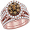 14kt Rose Gold Women's Round Cognac-brown Color Enhanced Diamond Bridal Wedding Engagement Ring Band Set 2 Cttw - FREE Shipping (US/CAN)-Gold & Diamond Wedding Ring Sets-5.5-JadeMoghul Inc.