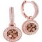 14kt Rose Gold Women's Round Cognac-brown Color Enhanced Diamond Circle Cluster Dangle Earrings 1-1-20 Cttw - FREE Shipping (USA/CAN)-Gold & Diamond Earrings-JadeMoghul Inc.