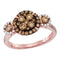14kt Rose Gold Women's Round Cognac-brown Color Enhanced Diamond Circle Frame Cluster Bridal Wedding Engagement Ring 1.00 Cttw - FREE Shipping (US/CAN)-Gold & Diamond Engagement & Anniversary Rings-5-JadeMoghul Inc.