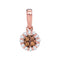 14kt Rose Gold Women's Round Cognac-brown Color Enhanced Diamond Cluster Pendant 1-4 Cttw - FREE Shipping (US/CAN)-Gold & Diamond Pendants & Necklaces-JadeMoghul Inc.