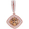 14kt Rose Gold Women's Round Cognac-brown Color Enhanced Diamond Diagonal Square Cluster Pendant 1.00 Cttw - FREE Shipping (US/CAN)-Gold & Diamond Pendants & Necklaces-JadeMoghul Inc.