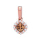14kt Rose Gold Women's Round Cognac-brown Color Enhanced Diamond Diagonal Square Pendant 1-4 Cttw - FREE Shipping (US/CAN)-Gold & Diamond Pendants & Necklaces-JadeMoghul Inc.