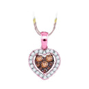14kt Rose Gold Women's Round Cognac-brown Color Enhanced Diamond Frame Heart Cluster Pendant 1-3 Cttw - FREE Shipping (US/CAN)-Gold & Diamond Pendants & Necklaces-JadeMoghul Inc.