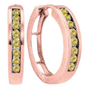 14kt Rose Gold Women's Round Cognac-brown Color Enhanced Diamond Hoop Earrings 1-2 Cttw - FREE Shipping (USA/CAN)-Gold & Diamond Earrings-JadeMoghul Inc.