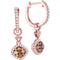 14kt Rose Gold Women's Round Cognac-brown Color Enhanced Diamond Hoop Square Dangle Earrings 1-2 Cttw - FREE Shipping (USA/CAN)-Gold & Diamond Earrings-JadeMoghul Inc.