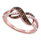 14kt Rose Gold Women's Round Cognac-brown Color Enhanced Diamond Infinity Ring 1/3 Cttw - FREE Shipping (US/CAN)-Gold & Diamond Rings-5-JadeMoghul Inc.