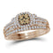 14kt Rose Gold Women's Round Cognac-brown Diamond Bridal Wedding Engagement Ring Band Set 1-2 Cttw - FREE Shipping (US/CAN)-Gold & Diamond Wedding Ring Sets-JadeMoghul Inc.