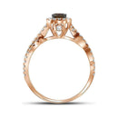 14kt Rose Gold Women's Round Cognac-brown Diamond Bridal Wedding Engagement Ring Band Set 1Cttw - FREE Shipping (US/CAN)-Gold & Diamond Wedding Ring Sets-8-JadeMoghul Inc.