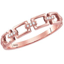 14kt Rose Gold Womens Round Diamond Chain Link Stackable Band Ring .03 Cttw-Gold & Diamond Rings-9.5-JadeMoghul Inc.