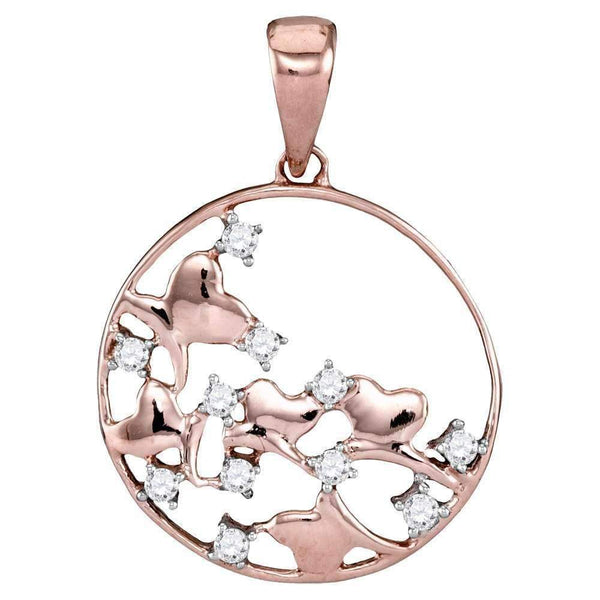 14kt Rose Gold Women's Round Diamond Circle Pendant 1-10 Cttw - FREE Shipping (US/CAN)-Gold & Diamond Pendants & Necklaces-JadeMoghul Inc.