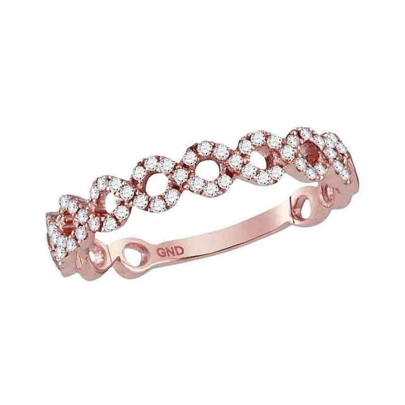 14kt Rose Gold Women's Round Diamond Circle Stackable Band Ring 1-5 Cttw - FREE Shipping (US/CAN)-Rings And Bands-JadeMoghul Inc.