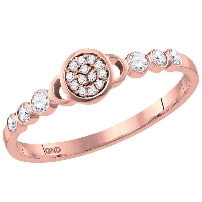 14kt Rose Gold Women's Round Diamond Cluster Stackable Band Ring 1/6 Cttw - FREE Shipping (US/CAN)-Gold & Diamond Rings-5-JadeMoghul Inc.