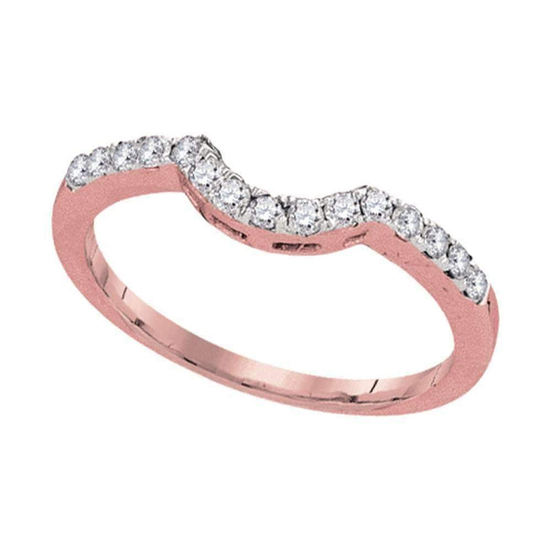 14kt Rose Gold Womens Round Diamond Contoured Wedding Enhancer Band Ring 1/4 Cttw-Gold & Diamond Wedding Jewelry-6-JadeMoghul Inc.