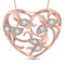 14kt Rose Gold Womens Round Diamond Floral Heart Pendant 1-6 Cttw-Gold & Diamond Pendants & Necklaces-JadeMoghul Inc.