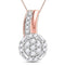 14kt Rose Gold Womens Round Diamond Flower Cluster Pendant 1-6 Cttw-Gold & Diamond Pendants & Necklaces-JadeMoghul Inc.