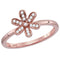14kt Rose Gold Women's Round Diamond Flower Floral Stackable Band Ring 1/10 Cttw - FREE Shipping (US/CAN)-Gold & Diamond Rings-5-JadeMoghul Inc.