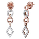 14kt Rose Gold Womens Round Diamond Geometric Dangle Earrings 1-3 Cttw-Gold & Diamond Earrings-JadeMoghul Inc.