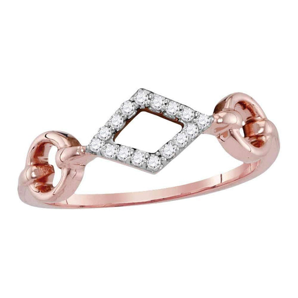 14kt Rose Gold Womens Round Diamond Geometric Fashion Ring 1/10 Cttw-Gold & Diamond Fashion Rings-5.5-JadeMoghul Inc.