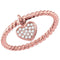 14kt Rose Gold Women's Round Diamond Heart Dangle Stackable Band Ring 1/10 Cttw - FREE Shipping (US/CAN)-Gold & Diamond Rings-8.5-JadeMoghul Inc.