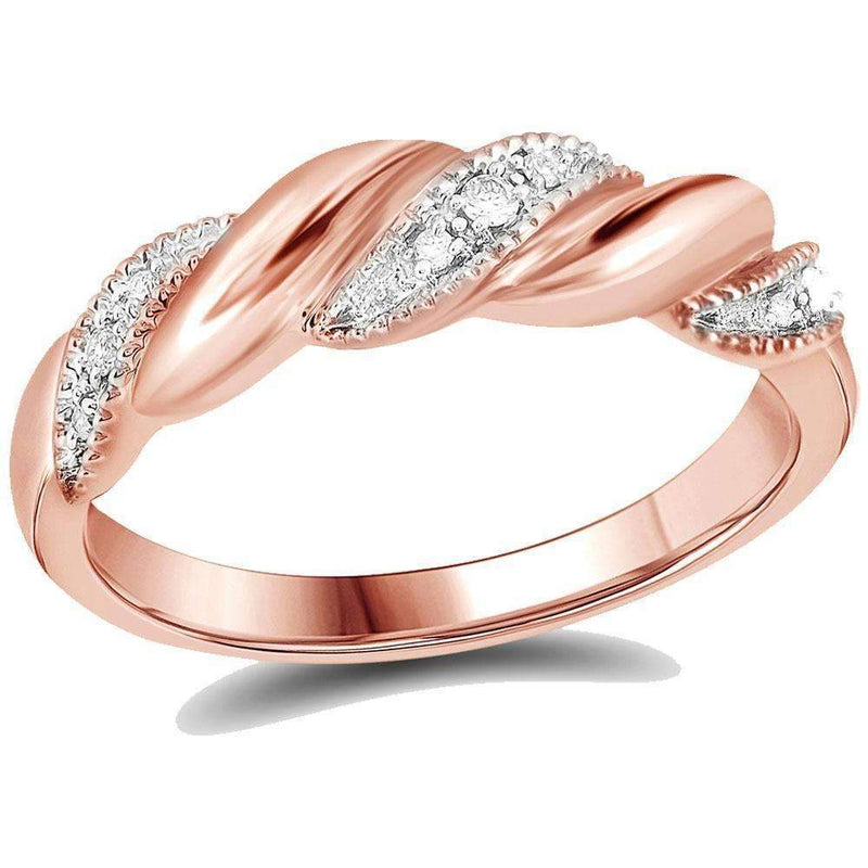 14kt Rose Gold Womens Round Diamond Milgrain Crossover Band Ring 1/20 Cttw-Gold & Diamond Bands-7.5-JadeMoghul Inc.