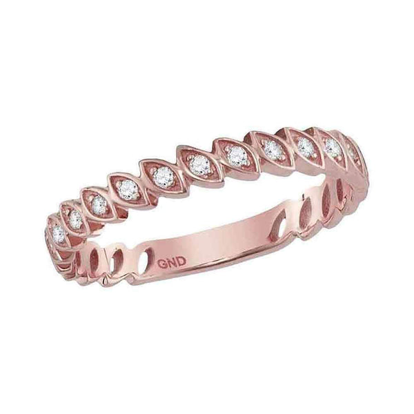 14kt Rose Gold Women's Round Diamond Ovals Stackable Band Ring 1-10 Cttw - FREE Shipping (US/CAN)-Gold & Diamond Rings-JadeMoghul Inc.