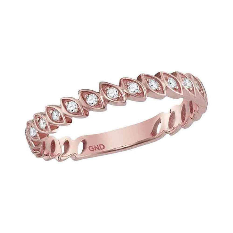 14kt Rose Gold Women's Round Diamond Ovals Stackable Band Ring 1-10 Cttw - FREE Shipping (US/CAN)-Gold & Diamond Rings-JadeMoghul Inc.