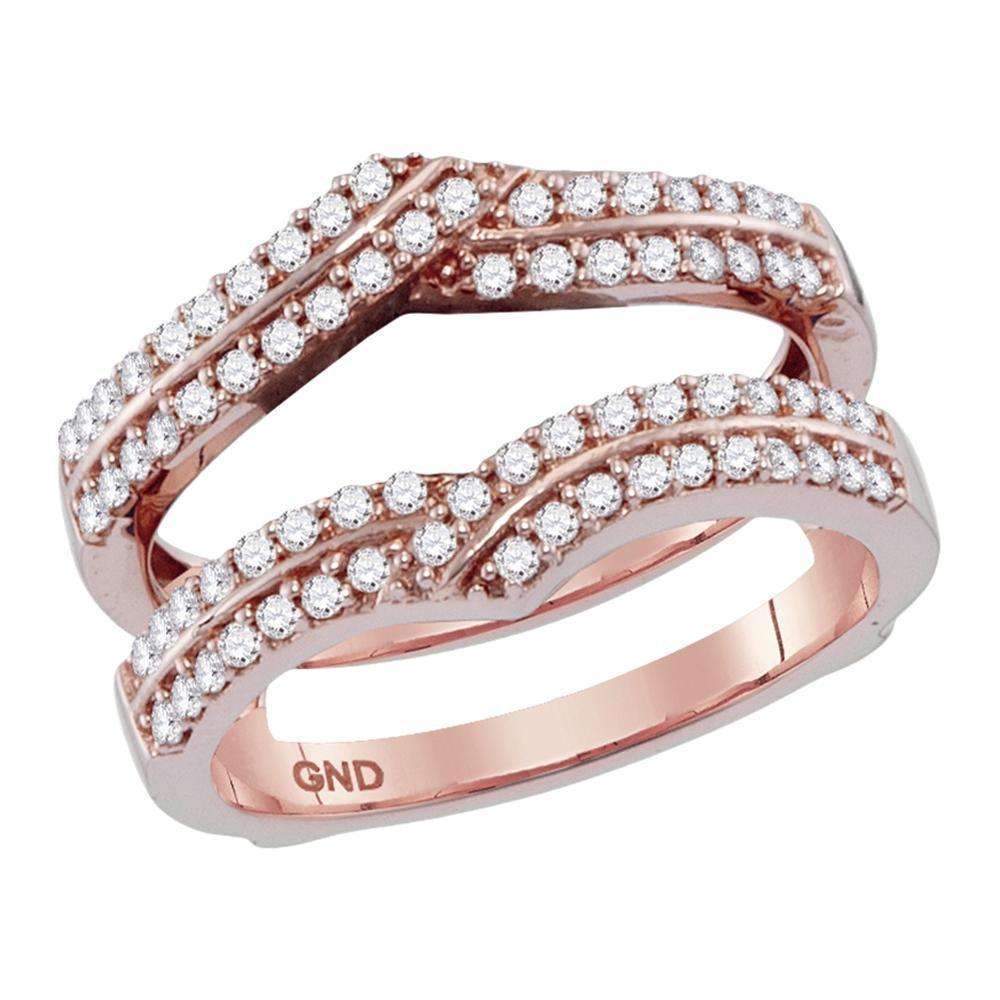14kt Rose Gold Women's Round Diamond Ring Guard Wrap Solitaire Enhance