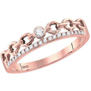 14kt Rose Gold Women's Round Diamond Rolo Link Stackable Band Ring 1-12 Cttw - FREE Shipping (US/CAN)-Rings And Bands-JadeMoghul Inc.