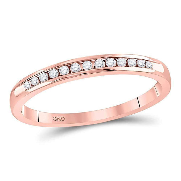 14kt Rose Gold Womens Round Diamond Single Row Channel-set Wedding Band 1-10 Cttw-Gold & Diamond Wedding Jewelry-JadeMoghul Inc.