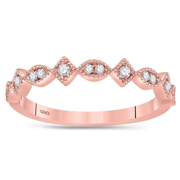 14kt Rose Gold Women's Round Diamond Squares Stackable Band Ring 1-10 Cttw - FREE Shipping (US/CAN)-Gold & Diamond Rings-JadeMoghul Inc.