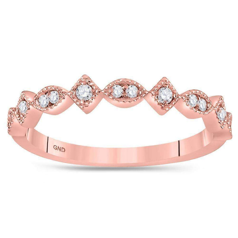 14kt Rose Gold Women's Round Diamond Squares Stackable Band Ring 1-10 Cttw - FREE Shipping (US/CAN)-Gold & Diamond Rings-JadeMoghul Inc.