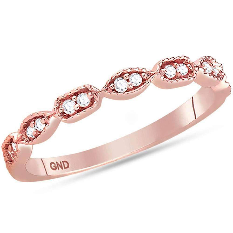 14kt Rose Gold Women's Round Diamond Stackable Band Ring 1-10 Cttw - FREE Shipping (US/CAN)-Gold & Diamond Rings-JadeMoghul Inc.
