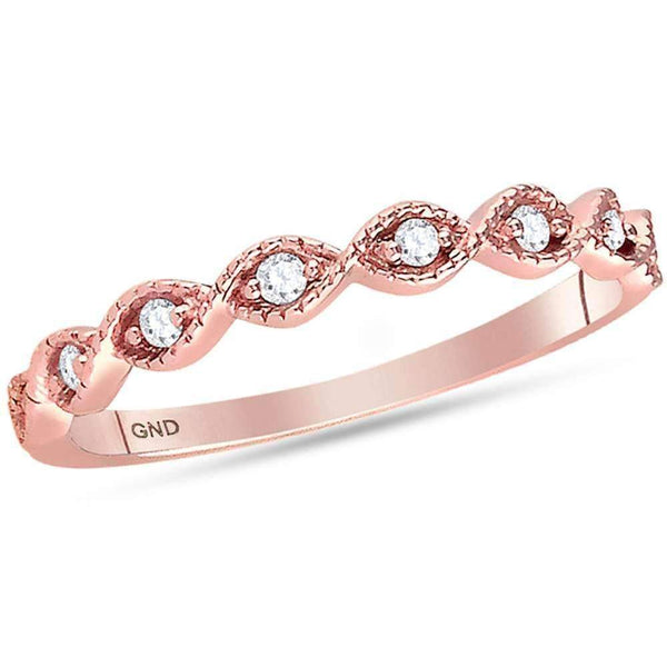 14kt Rose Gold Women's Round Diamond Stackable Band Ring 1-10 Cttw - FREE Shipping (US/CAN)-Gold & Diamond Rings-JadeMoghul Inc.