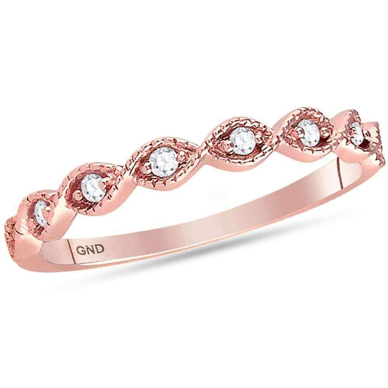 14kt Rose Gold Women's Round Diamond Stackable Band Ring 1-10 Cttw - FREE Shipping (US/CAN)-Gold & Diamond Rings-JadeMoghul Inc.