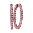 14kt Rose Gold Women's Round Natural Pink Sapphire Hoop Earrings 2.00 Cttw - FREE Shipping (USA/CAN)-Gold & Diamond Earrings-JadeMoghul Inc.