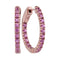 14kt Rose Gold Women's Round Pink Sapphire Hoop Earrings 1-1-4 Cttw - FREE Shipping (USA/CAN)-Gold & Diamond Earrings-JadeMoghul Inc.