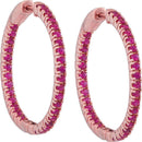 14kt Rose Gold Women's Round Ruby Hoop Earrings 1-3-4 Cttw - FREE Shipping (US/CAN)-Gold & Diamond Earrings-JadeMoghul Inc.