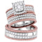 14kt Two-tone Gold His & Hers Diamond Cluster Matching Bridal Wedding Ring Band Set 1-1/2 Cttw-Gold & Diamond Wedding Jewelry-JadeMoghul Inc.