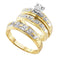 14kt Two-tone Gold His & Hers Round Diamond Solitaire Matching Bridal Wedding Ring Band Set 1/12 Cttw - FREE Shipping (US/CAN)-Gold & Diamond Trio Sets-5-JadeMoghul Inc.