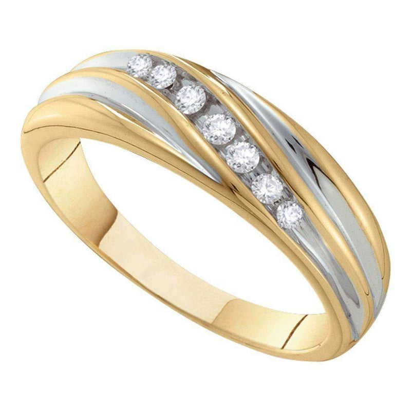 14kt Two-tone Gold Mens Round Diamond Wedding Band Ring 1/6 Cttw-Gold & Diamond Wedding Jewelry-12.5-JadeMoghul Inc.
