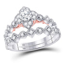 14kt Two-tone Gold Women's Diamond Bellina Bridal or Engagement Ring Band Set 5/8 Cttw-Gold & Diamond Wedding Jewelry-JadeMoghul Inc.