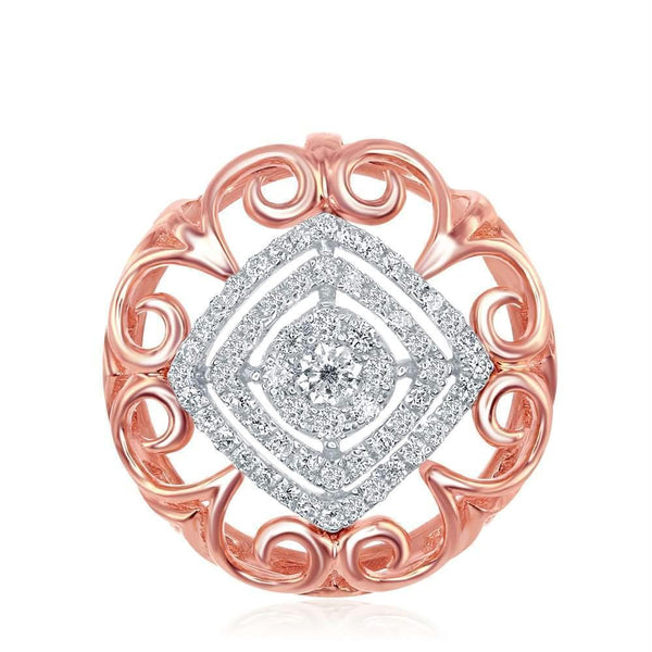 14kt Two-Tone Gold Women's Diamond Circle Pendant-Gold & Diamond Pendants & Necklaces-JadeMoghul Inc.