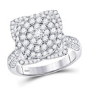 14kt Two-tone Gold Women's Diamond Flower Cluster Ring 1-3/8 Cttw-Gold & Diamond Rings-JadeMoghul Inc.