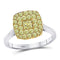 14kt Two-tone Gold Women's Princess Yellow Diamond Solitaire Frame Ring 1.00 Cttw-Gold & Diamond Rings-JadeMoghul Inc.