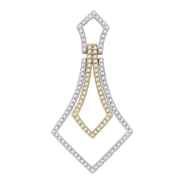 14kt Two-tone Gold Women's Round Diamond 2-tone Pendant 3-8 Cttw - FREE Shipping (US/CAN)-Gold & Diamond Pendants & Necklaces-JadeMoghul Inc.